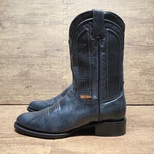 Soto Boots Mens Black Leather Dress Round Toe Cowboy Boots H50046 Western Wear